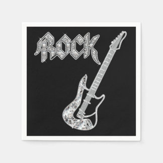 Zwart en Zilver ROCK Gitaar Papier Servetten