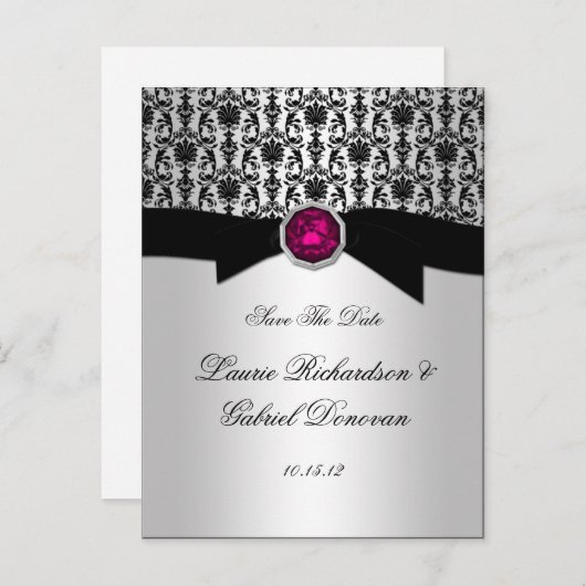 Zwart en Zilver Roze Toermalijn Juweel Save The Da Aankondigingskaart (Voorkant / Achterkant)