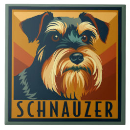 Zwart en Zilver Schnauzer Retro Portret Tegeltje