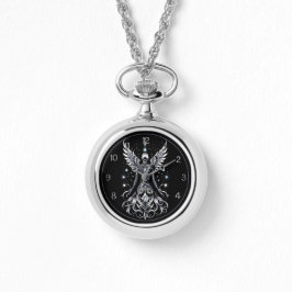 Zwart en Zilver Tattoo Angel Horloge