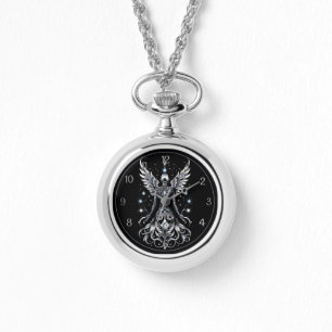 Zwart en Zilver Tattoo Angel Horloge
