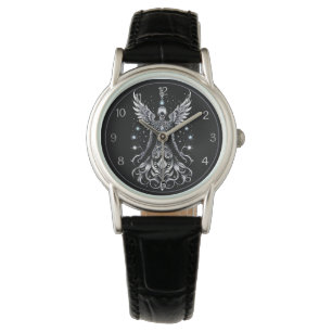 Zwart en Zilver Tattoo Angel Horloge