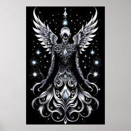 Zwart en Zilver Tattoo Angel Poster