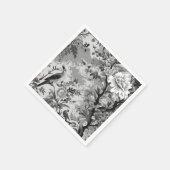 Zwart en Zilver Toile de Fleur Servet (Hoek)