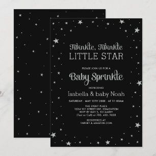 Zwart en zilver   Twinkle Little Star-Baby shower Kaart