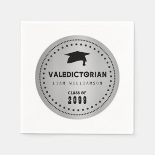 Zwart en zilver Valedictorisch Afstuderen Servet