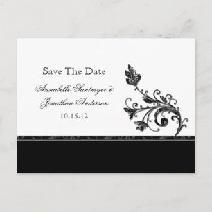 Zwart en Zilver Wervelingen Save The Date Aankondigingskaart
