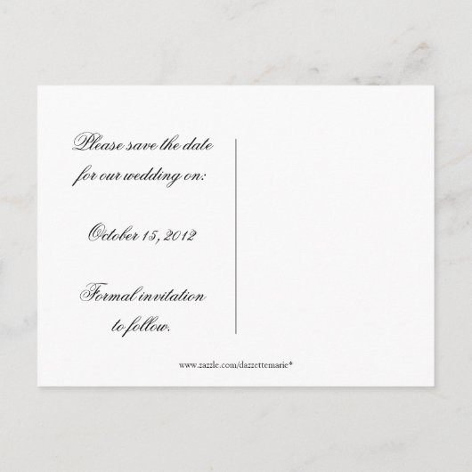 Zwart en Zilver Wervelingen Save The Date Aankondigingskaart (Achterkant)