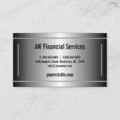 Zwart en zilveren bars horizontale accountant visitekaartje (Achterkant)