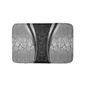 Zwart en zilvergrijs bloemdamast patroon badmat (Voorkant)