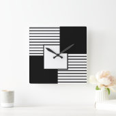 Zwart en zwart-wit Retrodesign Vierkante Klok (Huis)