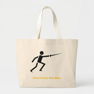 Zwart encer-silhouet met zwaardomheining, aangepas grote tote bag
