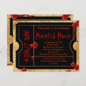 Zwart Eng Bloed Splatter Halloween Party Ticket Kaart (Voorkant / Achterkant)