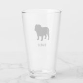 Zwart Engels Bulldog Silhouette Persoonlijk Glas (Achterkant)