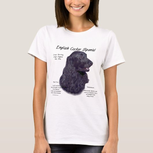 Zwart Engels Cocker Spaniel Geschiedenis T-shirt (Voorkant)