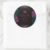 Zwart etiket Paarse rode bloemen Blauwgroen blader (Tas)