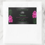 Zwart etiket Roze bloemen Groene bladeren Logo (Tas)