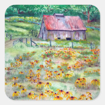Zwart-eyed Susans Wildflower Barn Waterverf