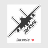 Zwart F-15E Strike Eagle Front Silhouet Naam Sticker (Vel)