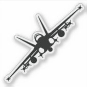 Zwart F/A-18C Uitzicht voorsilhouet Sticker (Voorkant)