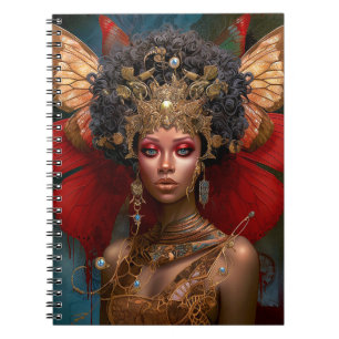 Zwart Fairy Queen Rood Goud Fairy Fantasy Kunst Notitieboek