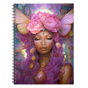 Zwart Fairy Queen Roze Paarse Fantasy Art Notitieboek