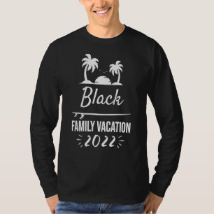 Zwart Familie Vakantie Tropische Groepsreis Strand T-shirt