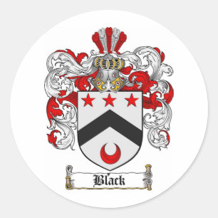 ZWART FAMILIEKAM - ZWART WAPEN RONDE STICKER