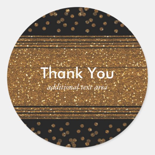 Zwart Faux Geborsteld Goud Glitter Party Stickers (Voorkant)