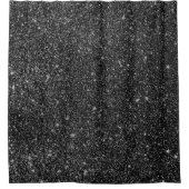 Zwart faux glitter & witte sprankels achtergrond douchegordijn (Voorkant)