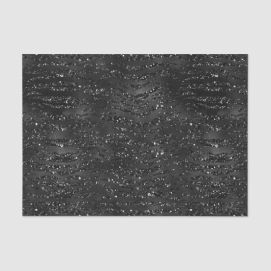 Zwart Faux Glitter Zebra Strepen Tissuepapier (Voorkant)
