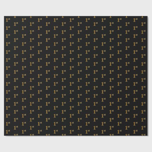 Zwart, Faux Gold 1e (Eerste) Event Wrapping Paper Cadeaupapier (Vlak)