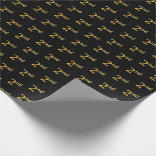 Zwart, Faux Gold 2e (tweede) Event Wrapping Paper Cadeaupapier