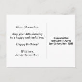 Zwart, Faux Gold 30th Birthday + Aangepaste naam Briefkaart (Achterkant)