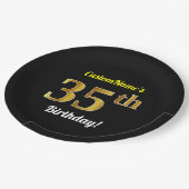Zwart, Faux Gold 35th Birthday + Eigen naam Papieren Bordje (Gekanteld)