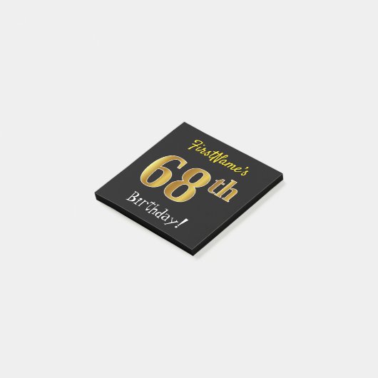 Zwart, Faux Gold 68ste verjaardag, met aangepaste  Post-it® Notes (Schuin)
