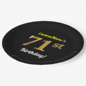 Zwart, Faux Gold 71st verjaardag + Aangepaste naam Papieren Bordje (Gekanteld)