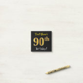 Zwart, Faux Gold 90ste verjaardag, met aangepaste Post-it® Notes (Op bureau)