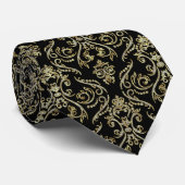 Zwart Faux Gold & Diamonds  Bloemendamast Stropdas (Opgerold)