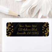 Zwart & Faux Gold Glitter Glamour Stippen Modern Etiket (Insitu)