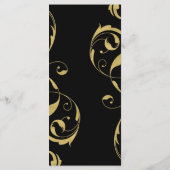 Zwart & Faux Goud Bloemen Swirl Chic Wedding Menu (Achterkant)