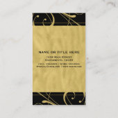Zwart & Faux Goud Bloemen Swirl Elegant Visitekaartje (Achterkant)