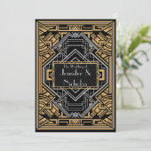 Zwart, Faux Goud en Zilver Art Deco Gatsby Stijl Kaart (Staand voorkant)