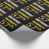 Zwart, Faux/Imitation Gold, "57th BIRTHDAY" Cadeaupapier (Hoek)