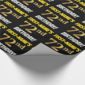 Zwart, Faux/Imitation Gold, "72nd BIRTHDAY" Cadeaupapier (Hoek)