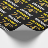 Zwart, Faux/Imitation Gold, 74th BIRTHDAY Cadeaupapier (Hoek)