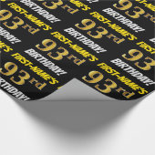 Zwart, Faux/Imitation Gold, "93rd BIRTHDAY" Cadeaupapier (Hoek)
