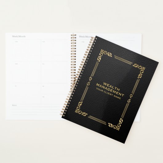Zwart Faux Leather Elegant  Goud Lijst Planner (Display)