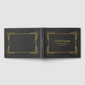 Zwart Faux Leather Gold Lijst Gastenboek (Volledig)