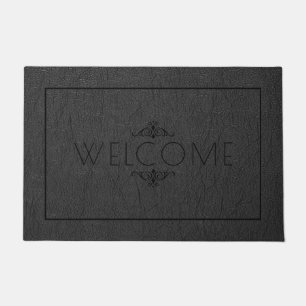 Zwart faux lederen print Monochromatische ontwerp Deurmat